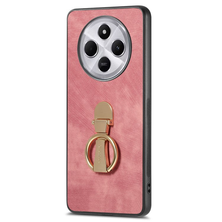 CASENEO D22 Phone Case For Xiaomi Redmi 14C 4G / 14R 5G / Poco C75 4G Retro Leather Back Cover with Folding Kickstand - Pink