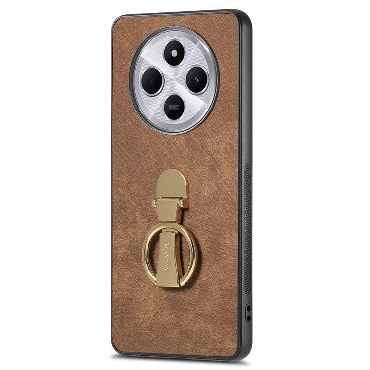 CASENEO D22 Phone Case For Xiaomi Redmi 14C 4G / 14R 5G / Poco C75 4G Retro Leather Back Cover with Folding Kickstand - Brown