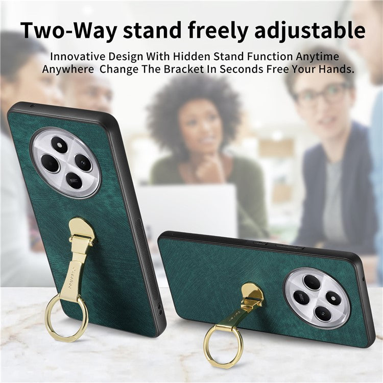 CASENEO D22 Phone Case For Xiaomi Redmi 14C 4G / 14R 5G / Poco C75 4G Retro Leather Back Cover with Folding Kickstand - Brown