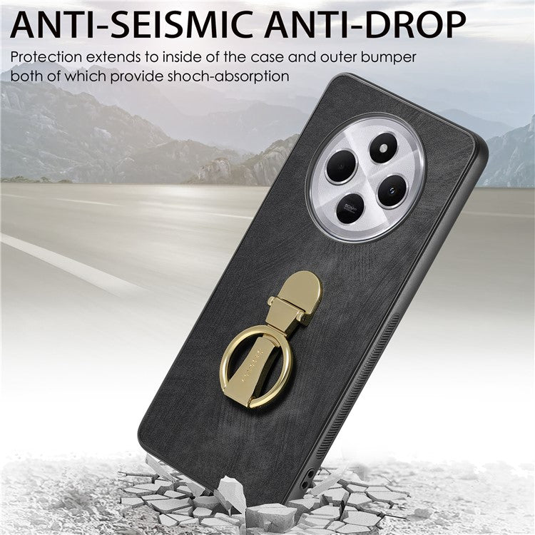 CASENEO D22 Phone Case For Xiaomi Redmi 14C 4G / 14R 5G / Poco C75 4G Retro Leather Back Cover with Folding Kickstand - Purple