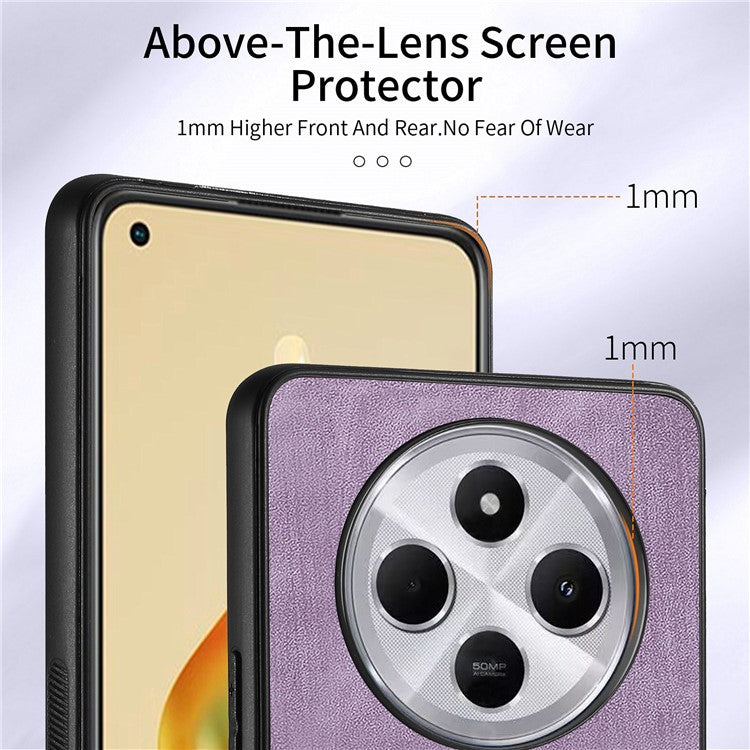 Kickstand Phone Case For Xiaomi Redmi 14C 4G / 14R 5G / Poco C75 4G Leather+TPU Non-Slip Protective Cover Card Slots - Purple