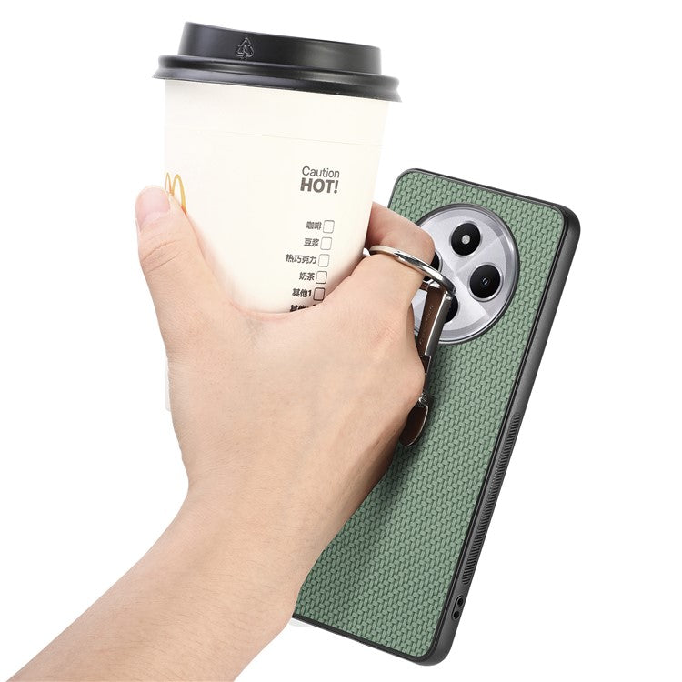 CASENEO C1-19 Phone Case for Xiaomi Redmi 14C 4G / 14R 5G / Poco C75 4G Folding Kickstand Leather Back Cover Carbon Fiber Texture - Brown