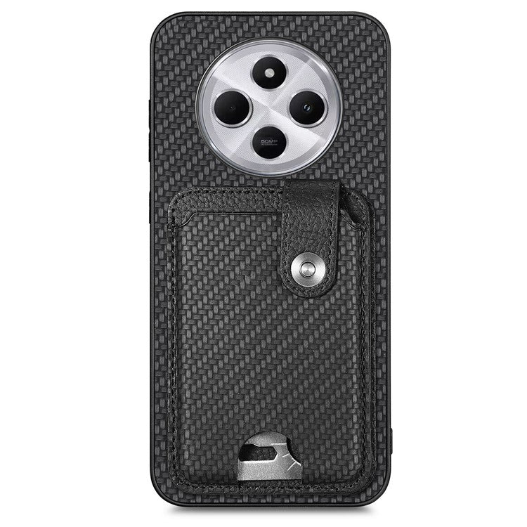 Case with Card Holder For Xiaomi Redmi 14C 4G / 14R 5G / Poco C75 4G Leather+PC+TPU Phone Cover with Card Knife - Black