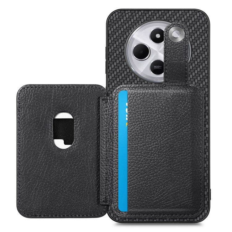 Case with Card Holder For Xiaomi Redmi 14C 4G / 14R 5G / Poco C75 4G Leather+PC+TPU Phone Cover with Card Knife - Black
