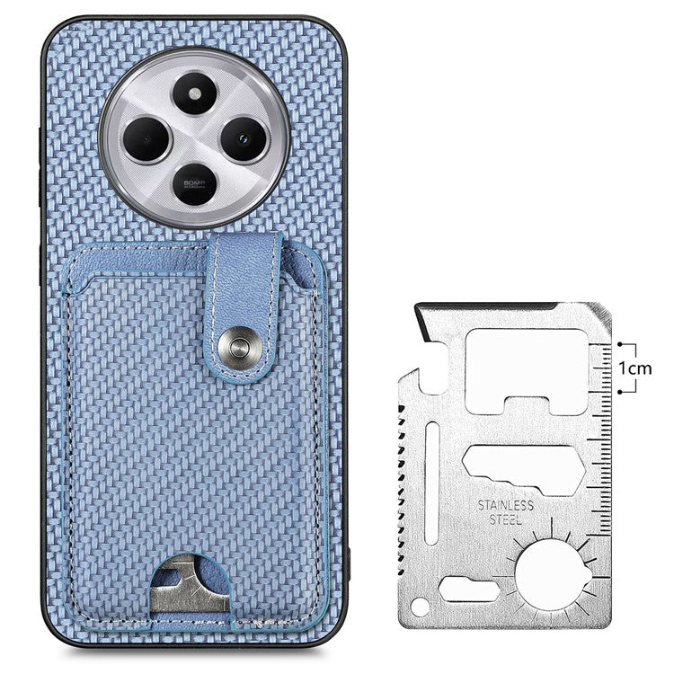 Case with Card Holder For Xiaomi Redmi 14C 4G / 14R 5G / Poco C75 4G Leather+PC+TPU Phone Cover with Card Knife - Blue