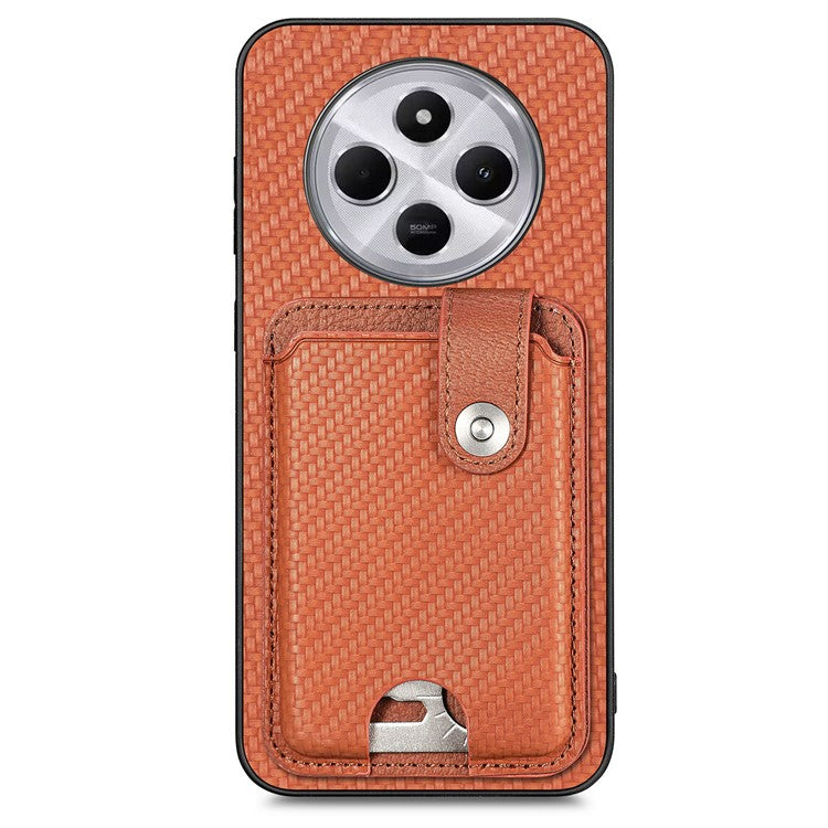 Case with Card Holder For Xiaomi Redmi 14C 4G / 14R 5G / Poco C75 4G Leather+PC+TPU Phone Cover with Card Knife - Brown