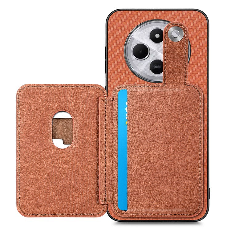 Case with Card Holder For Xiaomi Redmi 14C 4G / 14R 5G / Poco C75 4G Leather+PC+TPU Phone Cover with Card Knife - Brown