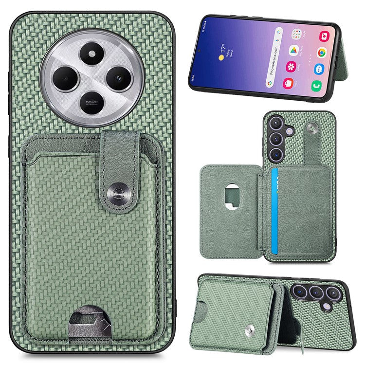 Case with Card Holder For Xiaomi Redmi 14C 4G / 14R 5G / Poco C75 4G Leather+PC+TPU Phone Cover with Card Knife - Green