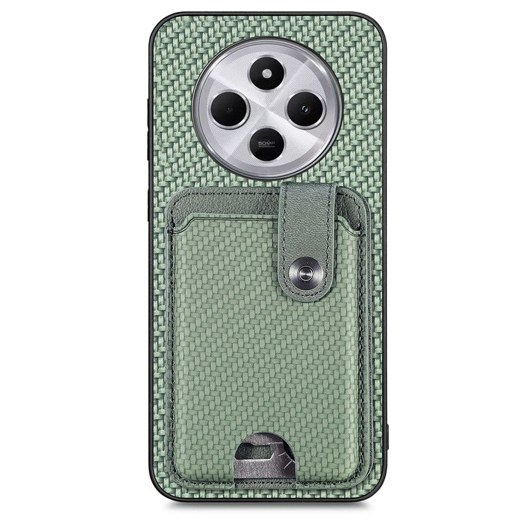 Case with Card Holder For Xiaomi Redmi 14C 4G / 14R 5G / Poco C75 4G Leather+PC+TPU Phone Cover with Card Knife - Green