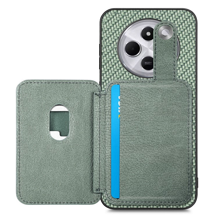 Case with Card Holder For Xiaomi Redmi 14C 4G / 14R 5G / Poco C75 4G Leather+PC+TPU Phone Cover with Card Knife - Green