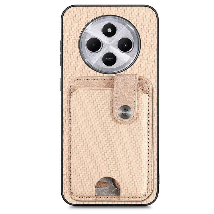 Case with Card Holder For Xiaomi Redmi 14C 4G / 14R 5G / Poco C75 4G Leather+PC+TPU Phone Cover with Card Knife - Apricot