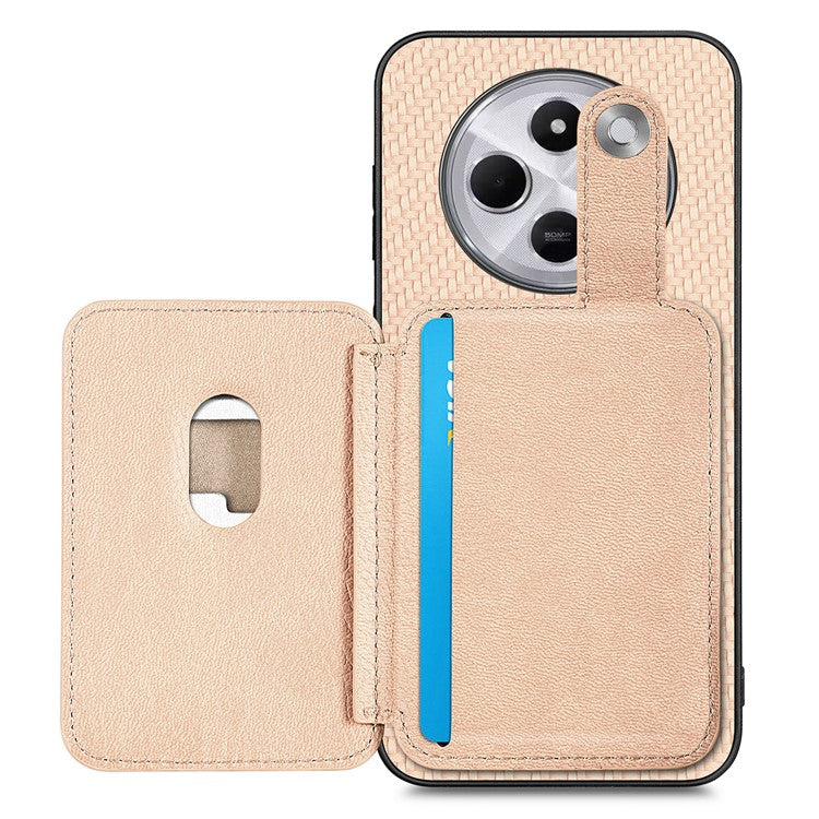 Case with Card Holder For Xiaomi Redmi 14C 4G / 14R 5G / Poco C75 4G Leather+PC+TPU Phone Cover with Card Knife - Apricot