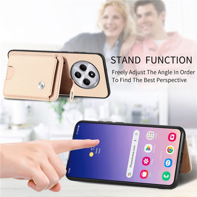Case with Card Holder For Xiaomi Redmi 14C 4G / 14R 5G / Poco C75 4G Leather+PC+TPU Phone Cover with Card Knife - Apricot