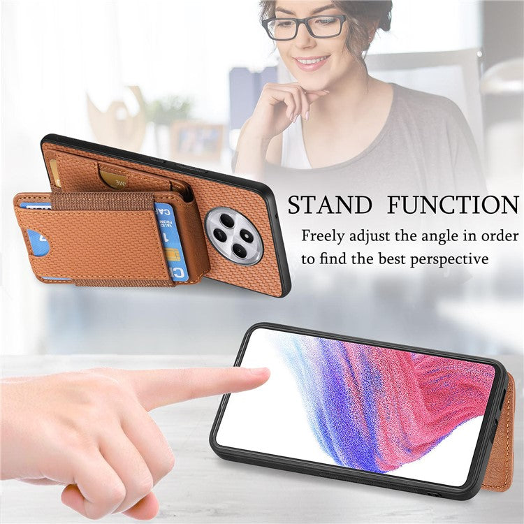 Case with Card Holder For Xiaomi Redmi 14C 4G / 14R 5G / Poco C75 4G Leather+PC+TPU Kickstand Phone Cover - Brown