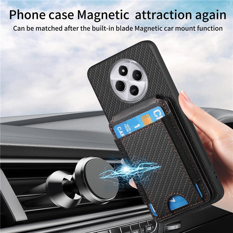 Case with Card Holder For Xiaomi Redmi 14C 4G / 14R 5G / Poco C75 4G Leather+PC+TPU Kickstand Phone Cover - Brown