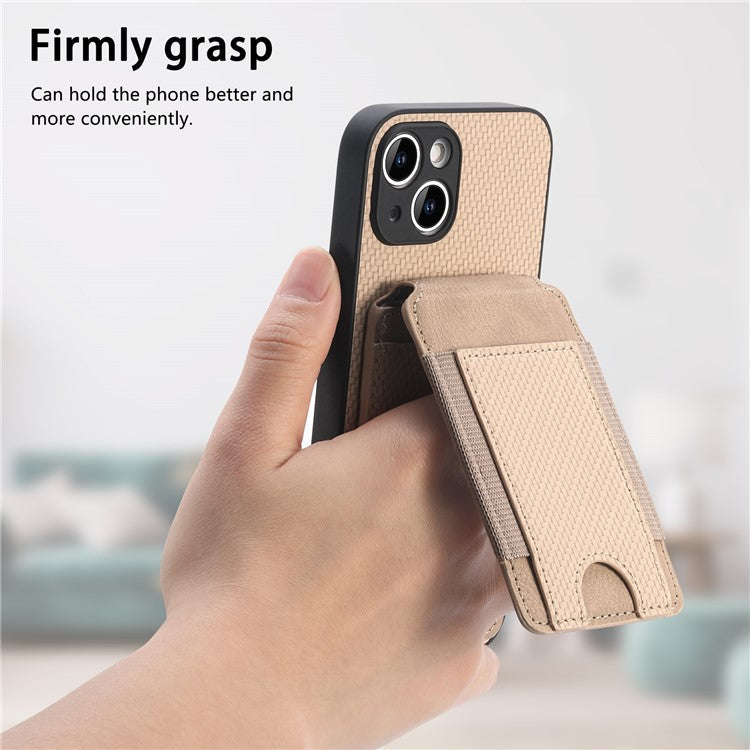 Case with Card Holder For Xiaomi Redmi 14C 4G / 14R 5G / Poco C75 4G Leather+PC+TPU Kickstand Phone Cover - Khaki
