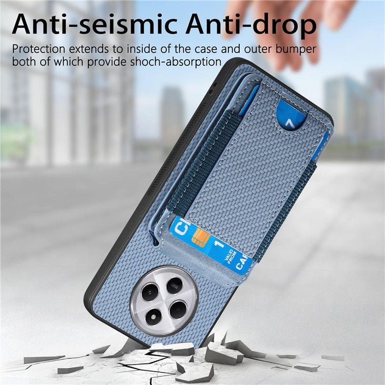 Case with Card Holder For Xiaomi Redmi 14C 4G / 14R 5G / Poco C75 4G Leather+PC+TPU Kickstand Phone Cover - Green