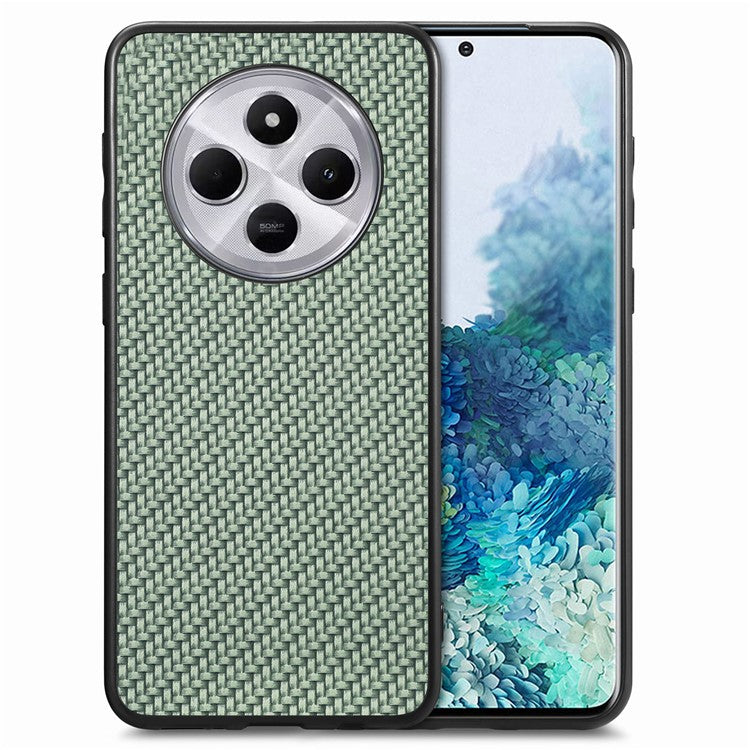 Phone Case For Xiaomi Redmi 14C 4G / 14R 5G / Poco C75 4G Carbon Fiber Texture PU+PC+TPU Back Cover - Green