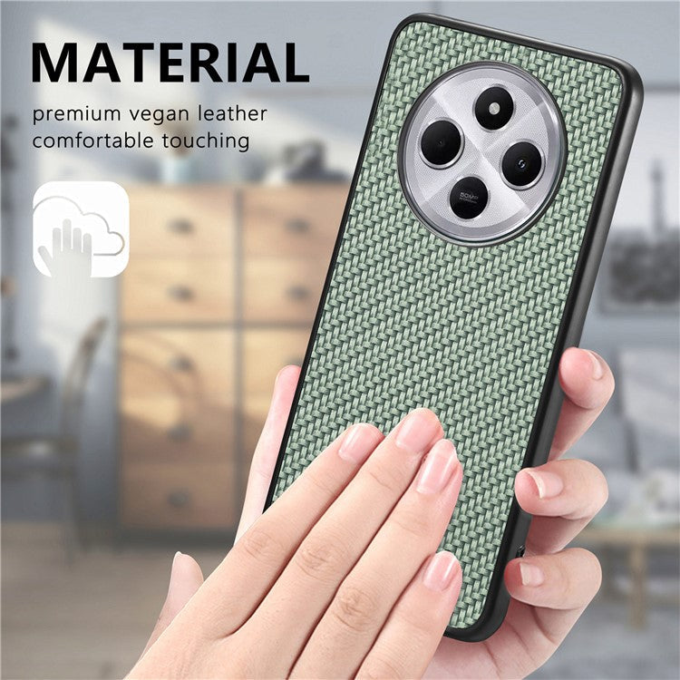 Phone Case For Xiaomi Redmi 14C 4G / 14R 5G / Poco C75 4G Carbon Fiber Texture PU+PC+TPU Back Cover - Green