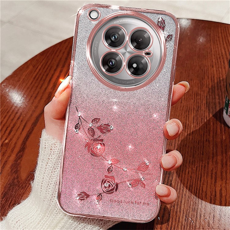 KADEM For Infinix Zero 40 5G Case Flower TPU Flexible Gradient Phone Cover - Rose Gold