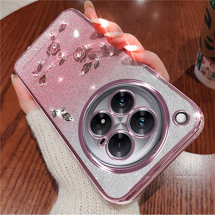 KADEM For Infinix Zero 40 5G Case Flower TPU Flexible Gradient Phone Cover - Rose Gold