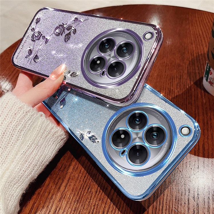 KADEM For Infinix Zero 40 5G Case Flower Pattern TPU Gradient Phone Cover with Lanyards - Rose Gold