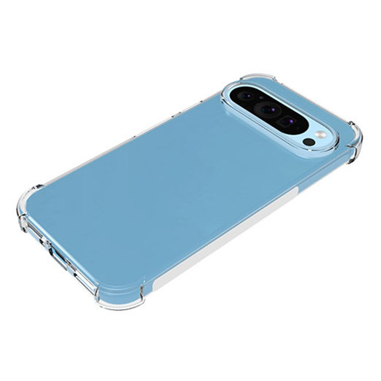 WANLONFENG WL Series for Google Pixel 9 Pro / Pixel 9 Case 2.0mm Clear TPU Cover with Tempered Glass Film (Big Lens Hole)