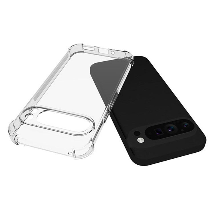 WANLONFENG WL Series for Google Pixel 9 Pro XL Case 2.0mm Clear TPU Cover with Tempered Glass Film (Big Lens Hole)