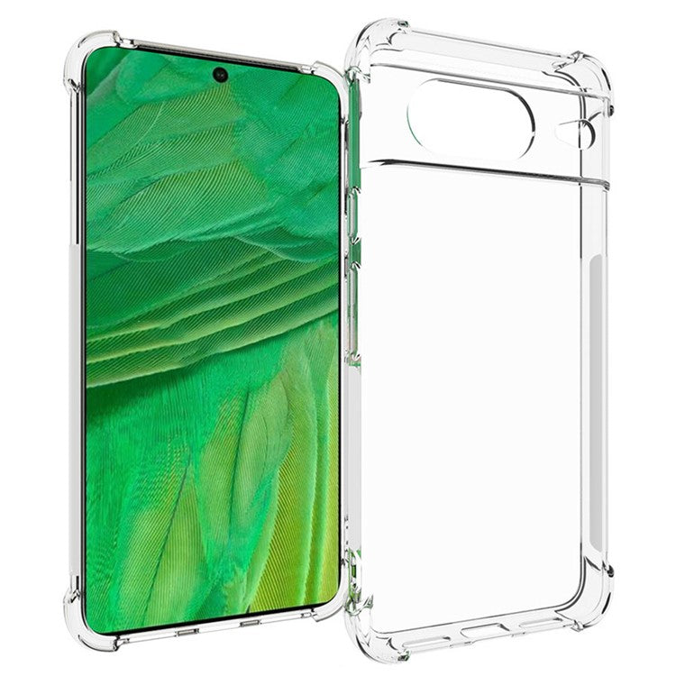 WANLONFENG WL Series for Google Pixel 8 Case 2.0mm Clear TPU Cover with Tempered Glass Film (Big Lens Hole)