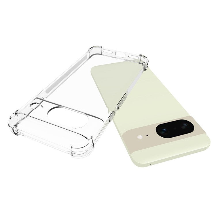 WANLONFENG WL Series for Google Pixel 8 Case 2.0mm Clear TPU Cover with Tempered Glass Film (Big Lens Hole)
