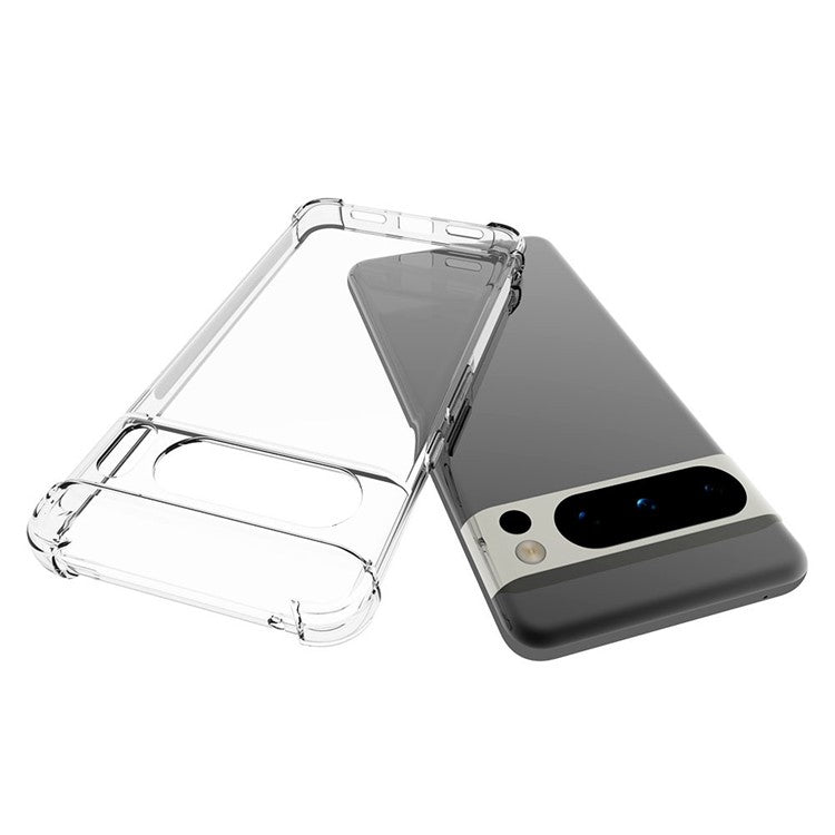WANLONFENG WL Series for Google Pixel 8 Pro Case 2.0mm Clear TPU Cover with Tempered Glass Film (Big Lens Hole)