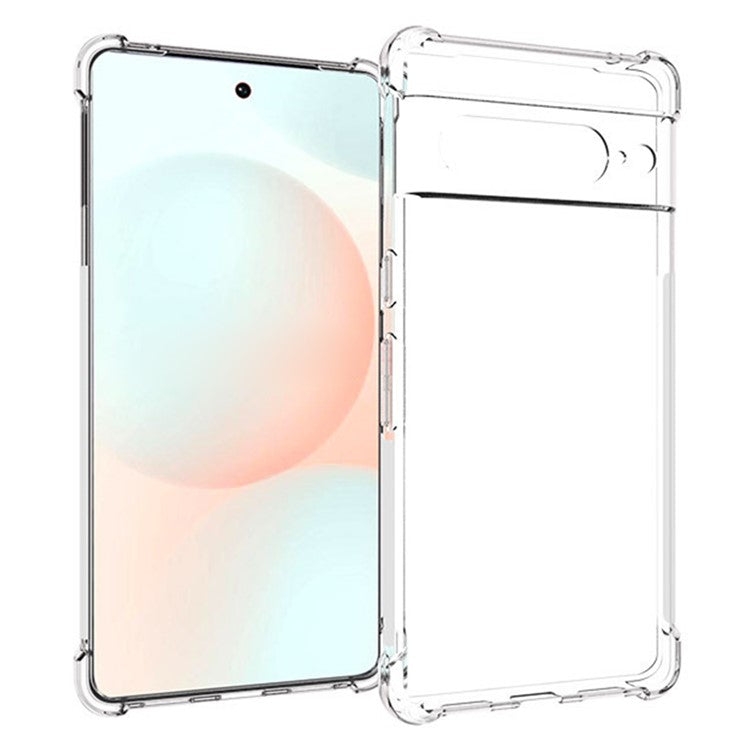 WANLONFENG WL Series for Google Pixel 7 Pro 5G Case 2.0mm Clear TPU Cover with Tempered Glass Film (Big Lens Hole)