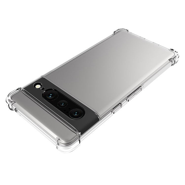 WANLONFENG WL Series for Google Pixel 7 Pro 5G Case 2.0mm Clear TPU Cover with Tempered Glass Film (Big Lens Hole)