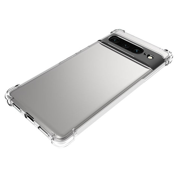 WANLONFENG WL Series for Google Pixel 7 Pro 5G Case 2.0mm Clear TPU Cover with Tempered Glass Film (Big Lens Hole)
