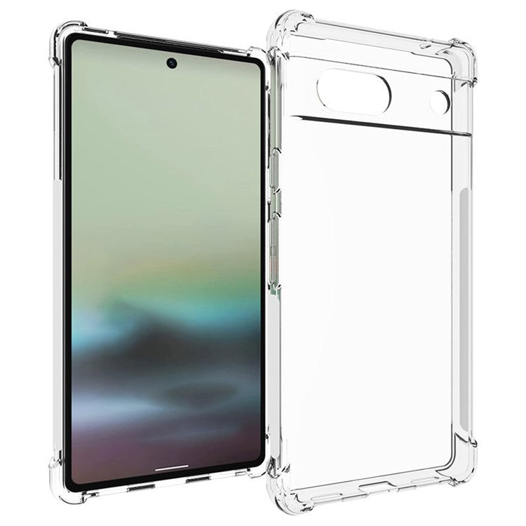 WANLONFENG WL Series for Google Pixel 7a Case 2.0mm Clear TPU Cover with Tempered Glass Film (Big Lens Hole)
