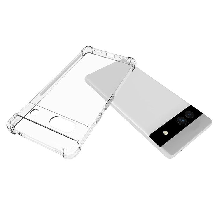 WANLONFENG WL Series for Google Pixel 7a Case 2.0mm Clear TPU Cover with Tempered Glass Film (Big Lens Hole)