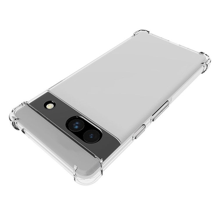 WANLONFENG WL Series for Google Pixel 7a Case 2.0mm Clear TPU Cover with Tempered Glass Film (Big Lens Hole)