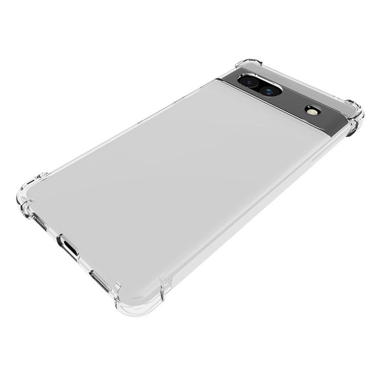 WANLONFENG WL Series for Google Pixel 7a Case 2.0mm Clear TPU Cover with Tempered Glass Film (Big Lens Hole)