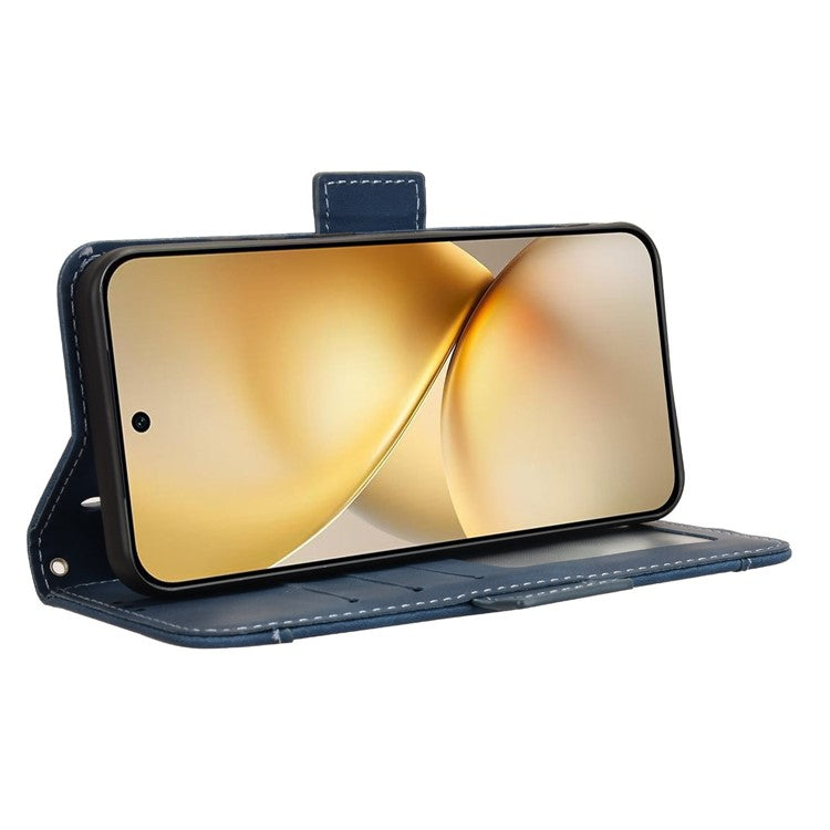 For vivo X200 5G Leather Case Phone Wallet Cover with Multiple Card Slots - Blue