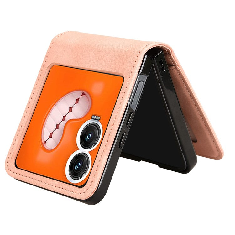 For Infinix Zero Flip 5G X6962 Case Separable Design Card Slot Leather+PC Phone Cover - Black - Pink