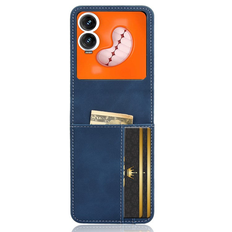 For Infinix Zero Flip 5G X6962 Case Separable Design Card Slot Leather+PC Phone Cover - Black - Blue