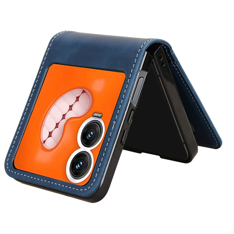 For Infinix Zero Flip 5G X6962 Case Separable Design Card Slot Leather+PC Phone Cover - Black - Blue