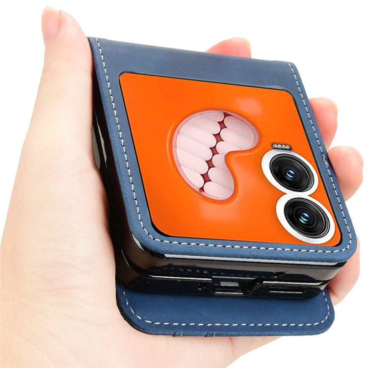 For Infinix Zero Flip 5G X6962 Case Separable Design Card Slot Leather+PC Phone Cover - Black - Blue