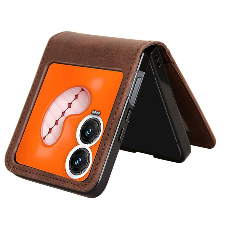 For Infinix Zero Flip 5G X6962 Case Separable Design Card Slot Leather+PC Phone Cover - Black - Brown