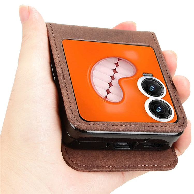 For Infinix Zero Flip 5G X6962 Case Separable Design Card Slot Leather+PC Phone Cover - Black - Brown