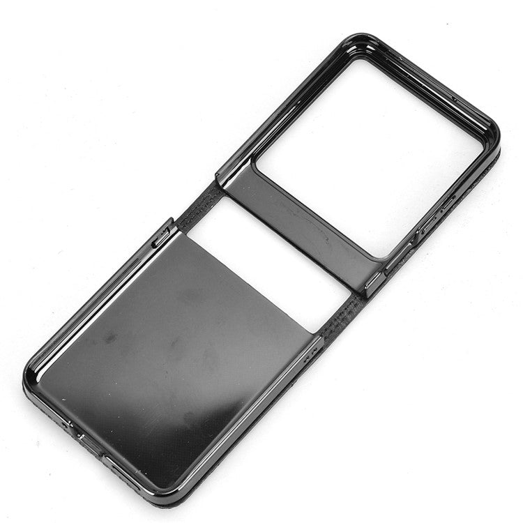 For Infinix Zero Flip 5G X6962 Case Retro Texture Leather+PC Phone Cover with Card Slot - Black