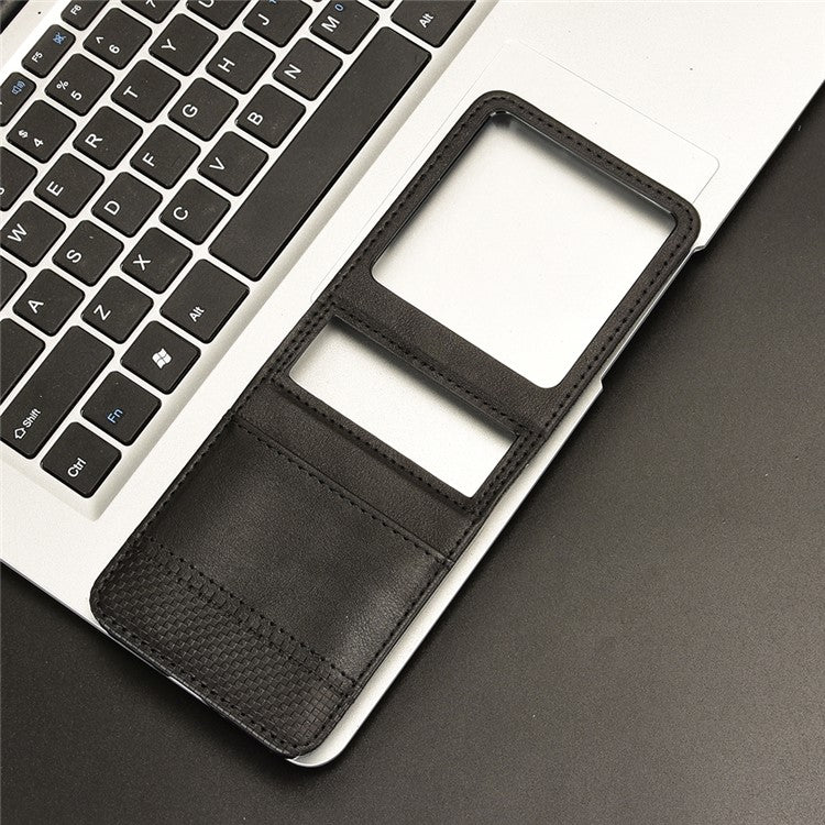 For Infinix Zero Flip 5G X6962 Case Retro Texture Leather+PC Phone Cover with Card Slot - Black