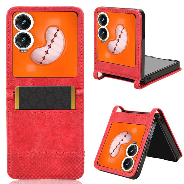 For Infinix Zero Flip 5G X6962 Case Retro Texture Leather+PC Phone Cover with Card Slot - Red