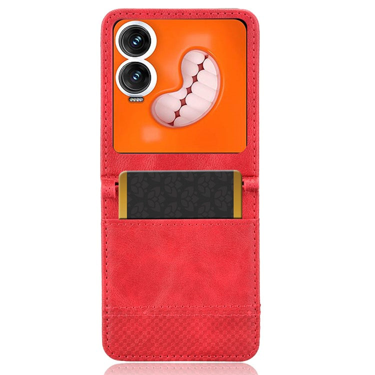 For Infinix Zero Flip 5G X6962 Case Retro Texture Leather+PC Phone Cover with Card Slot - Red