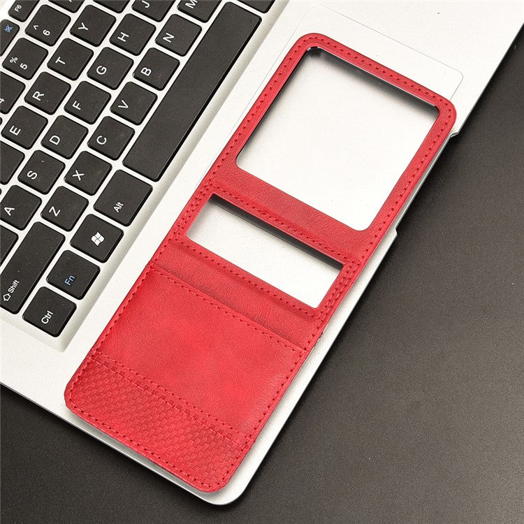 For Infinix Zero Flip 5G X6962 Case Retro Texture Leather+PC Phone Cover with Card Slot - Red